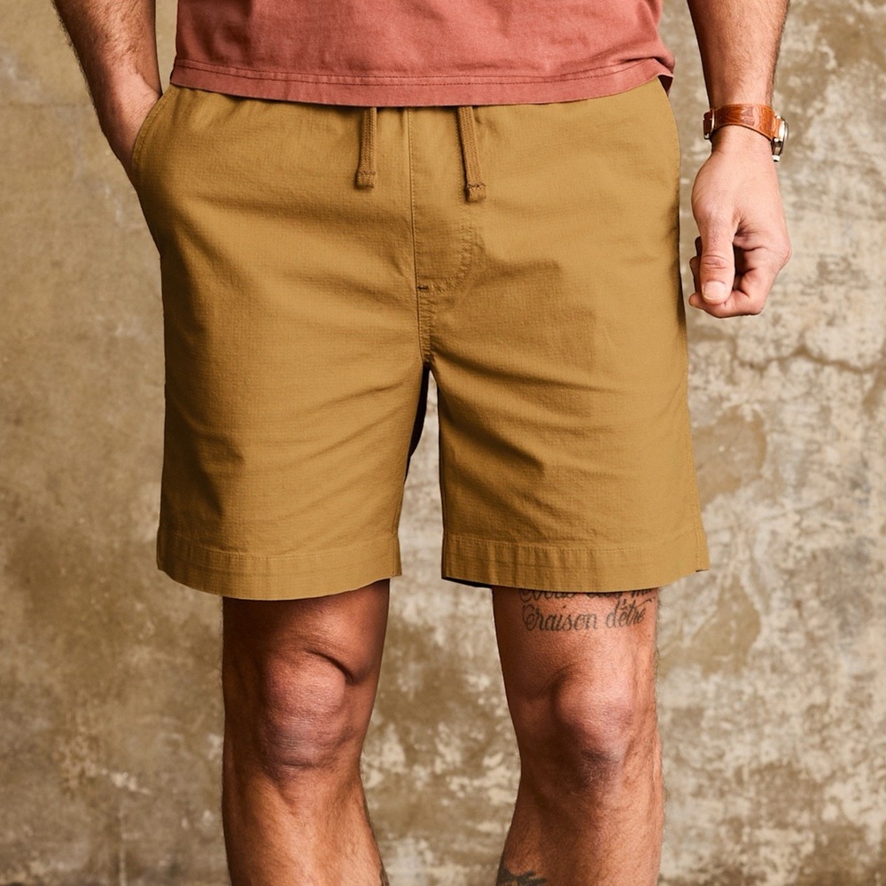 Line of Trade Off-Duty Shorts Men's Medium Khaki Tan Drawstring Cotton Ripstop